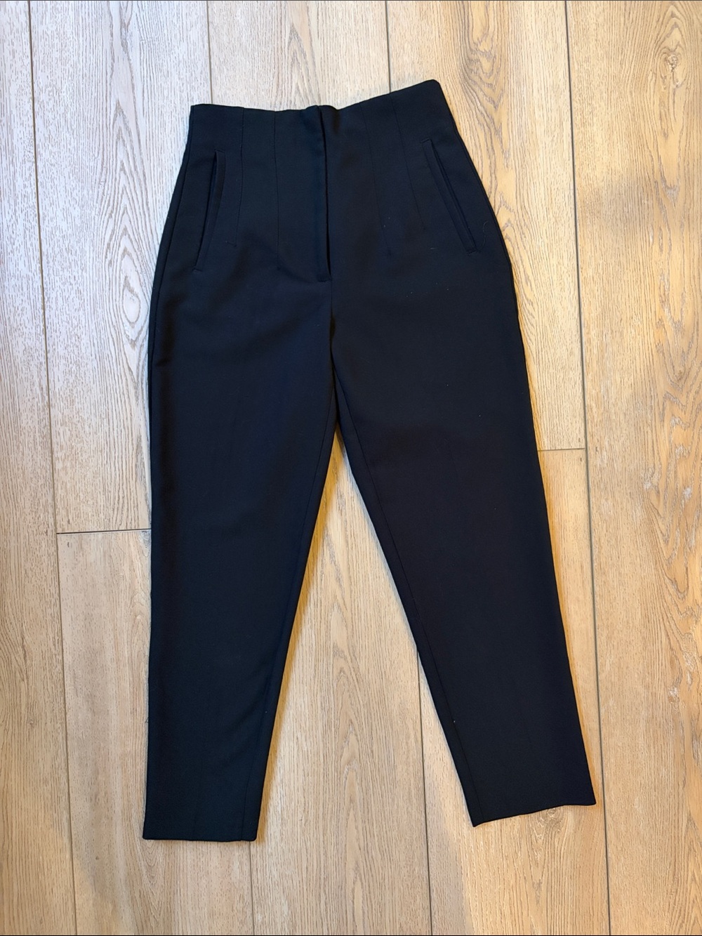 Zara | Black high-waisted straight-leg Trousers